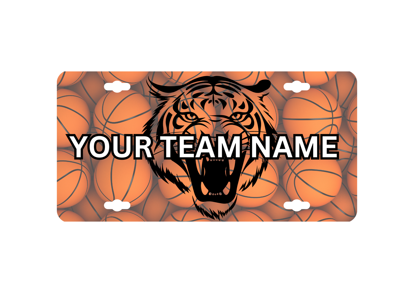 Basketball License Plates. Customized with your Team Mascot and Name.