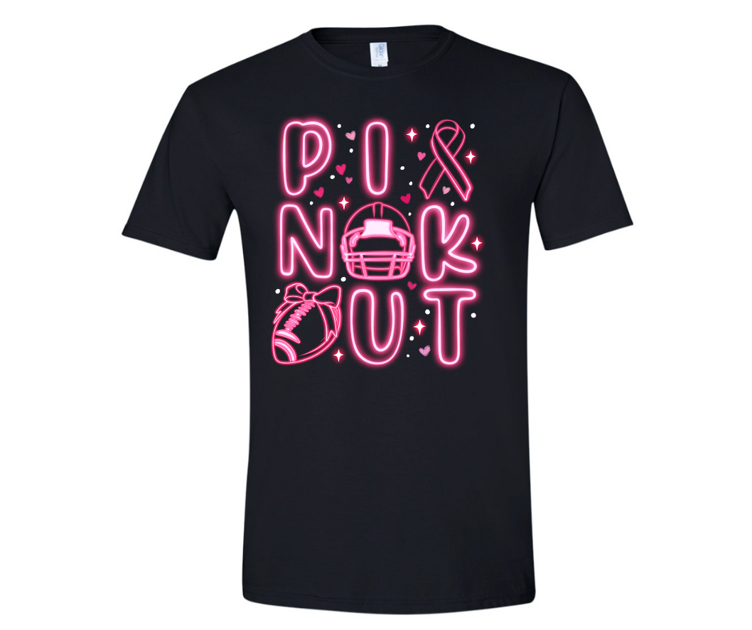 "Pink Out" Neon Breast Cancer Awareness Football T-Shirt