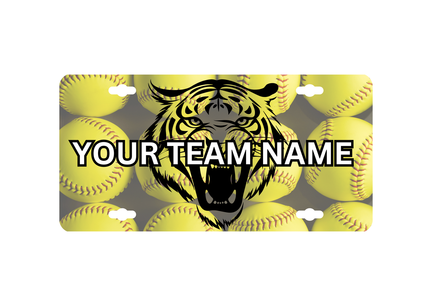 Softball License Plates. Customized with your Team Mascot and Name.