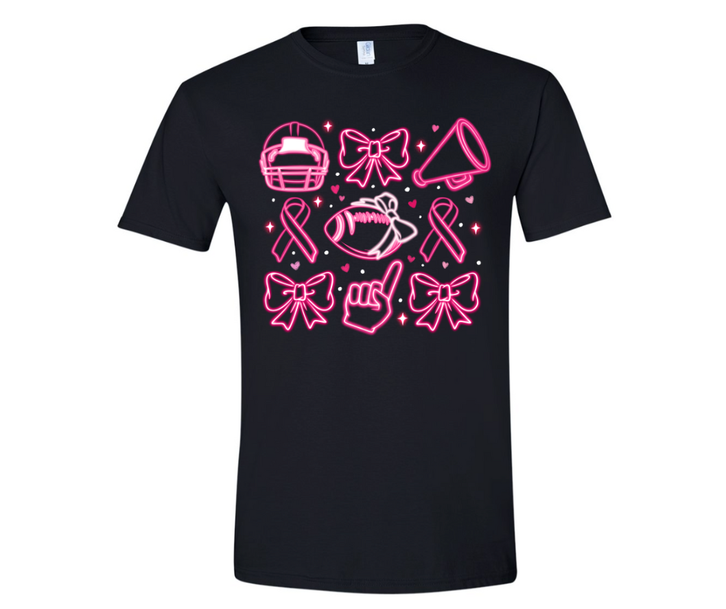 Pink Football & Bows Breast Cancer Awareness T-Shirt