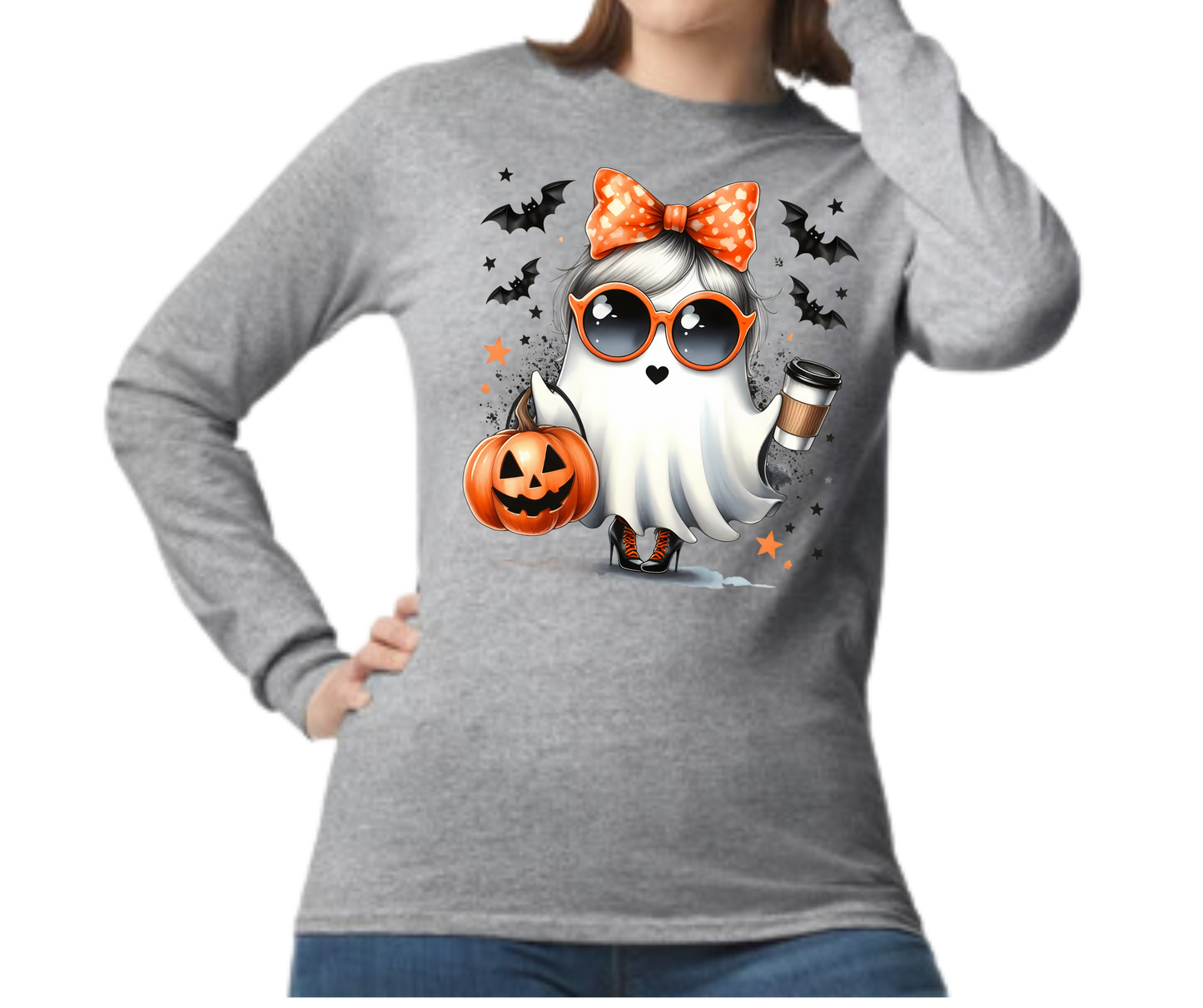 Cute Ghost Girl with Bow Long Sleeve
