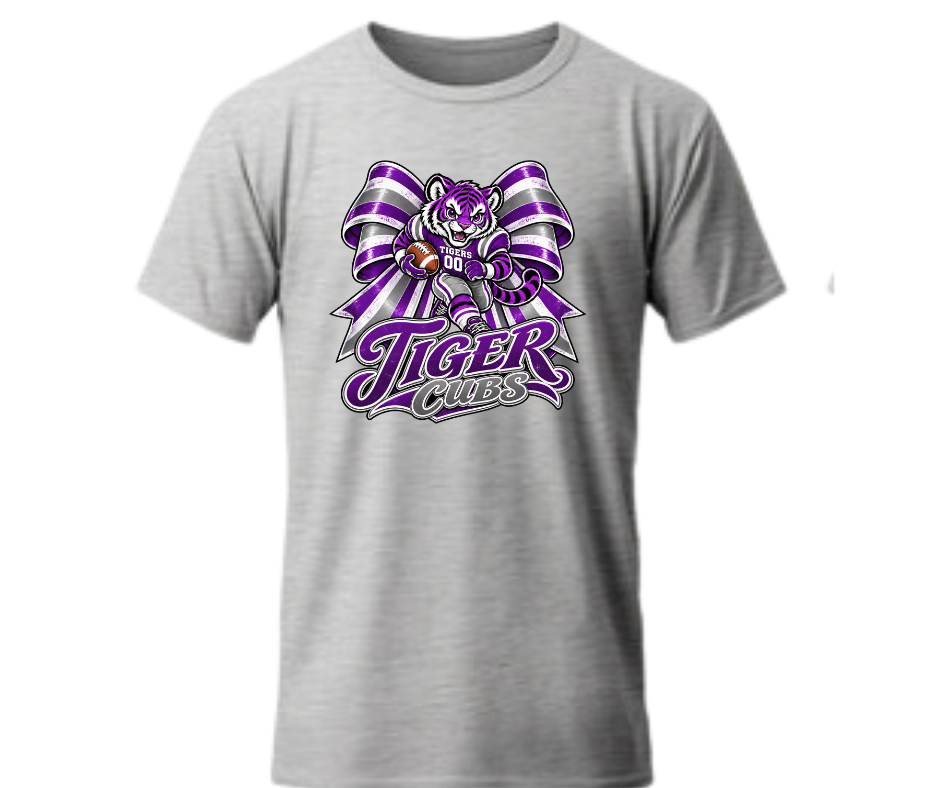 Tiger Cubs Football Spirit Shirt | Purple, Gray & White School Spirit Tee