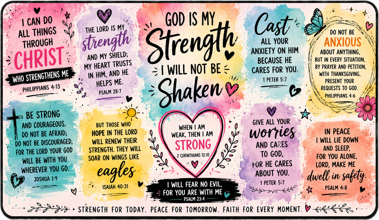 Christian Desk Mat | Bible Verses for Strength & Anxiety XXL Mouse Pad