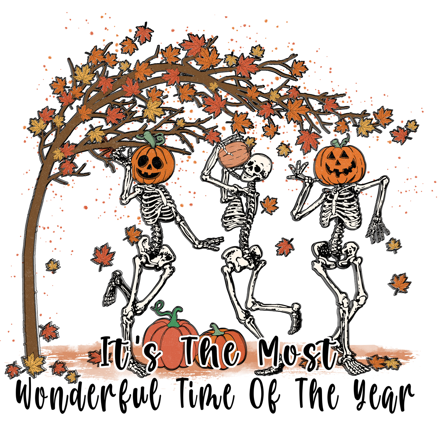 Pumpkin Skeleton Dance – DTF Print