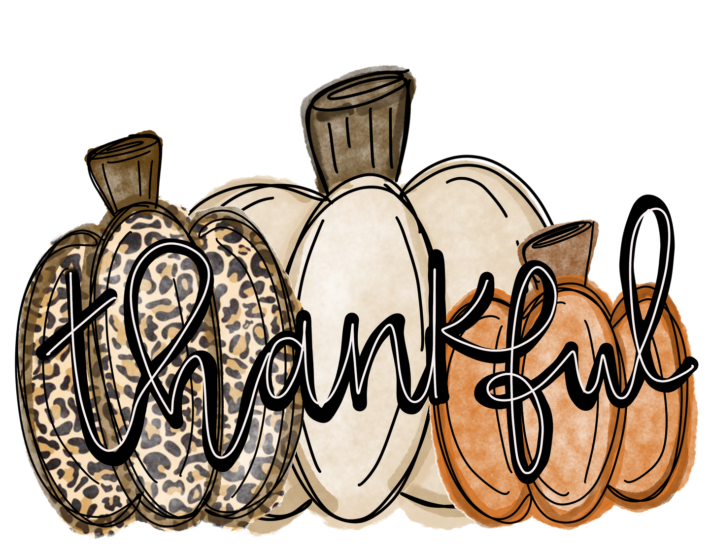 Thankful Pumpkin DTF Transfer – Fall Leopard Neutral Design