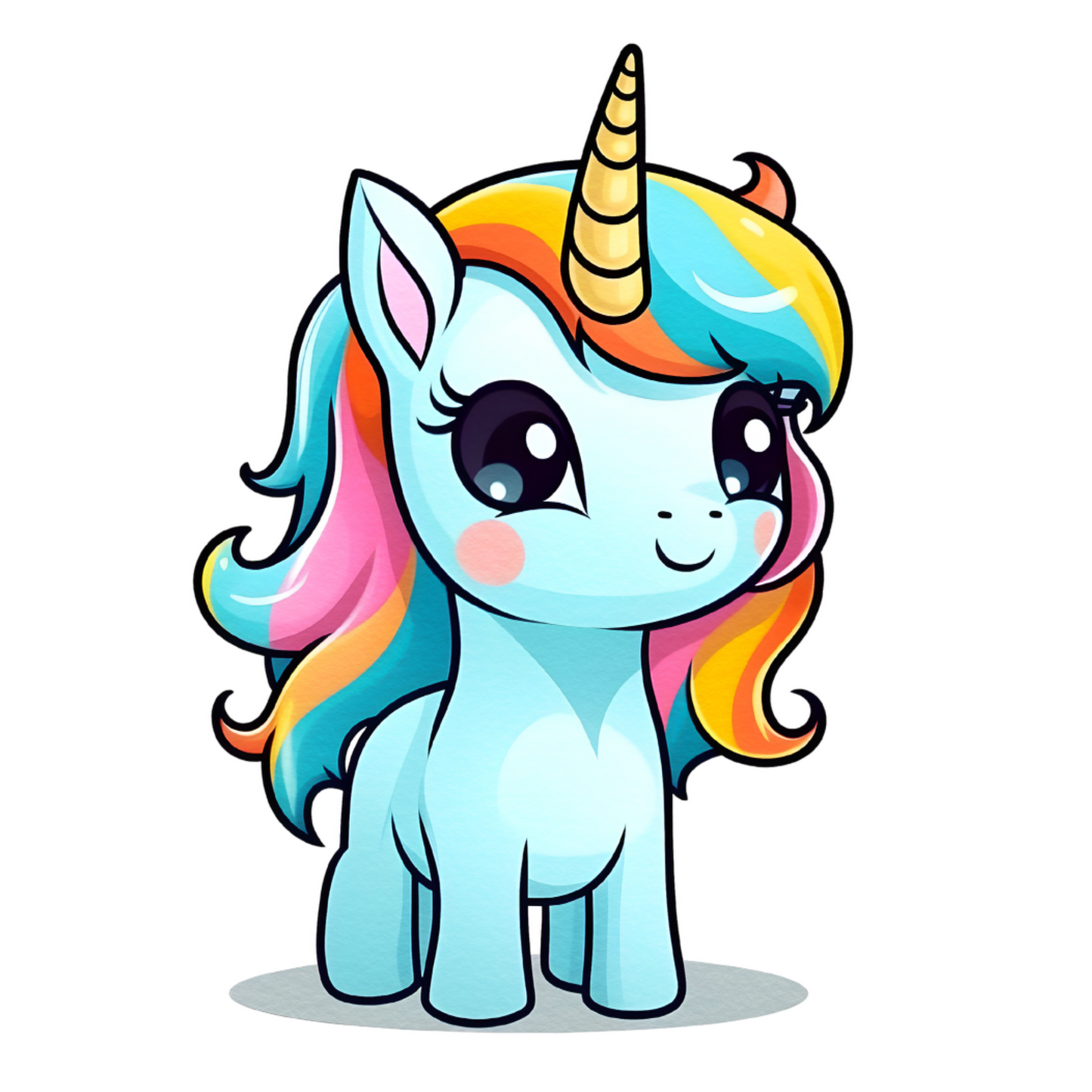 Pastel Blue Kawaii Unicorn Sticker