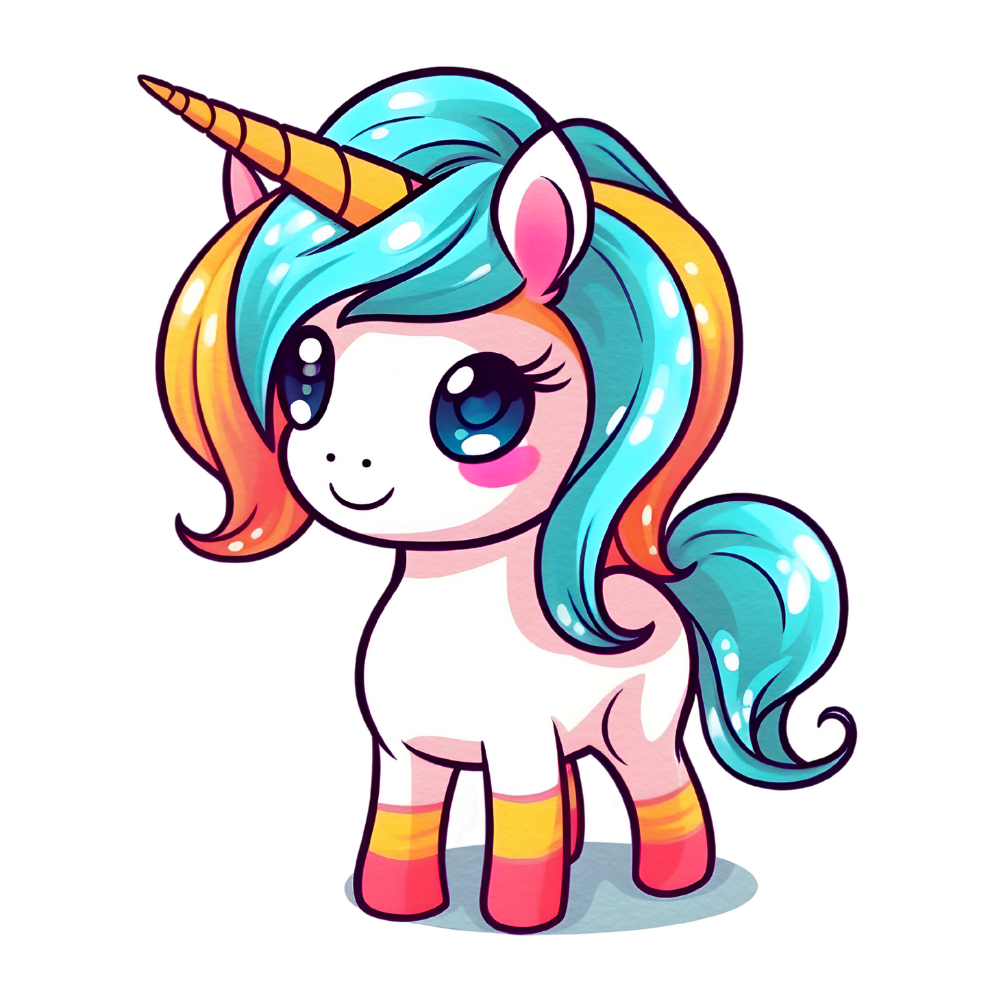 Rainbow Mane Kawaii Unicorn Sticker – Cute Magical Pony Vinyl Decal