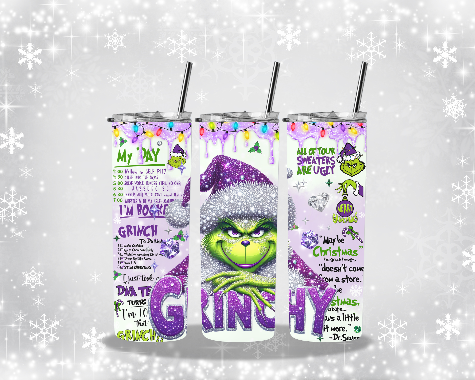 Grinchy Glitter 20oz Skinny Tumbler – Limited Pre-Order (10/29–10/31)
