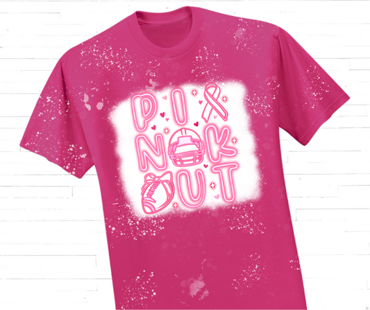 "Pink Out" Neon Breast Cancer Awareness Football T-Shirt