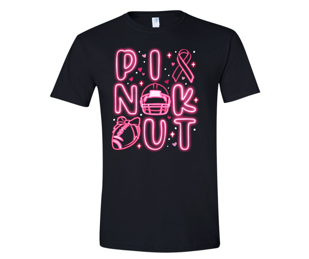 "Pink Out" Neon Breast Cancer Awareness Football T-Shirt