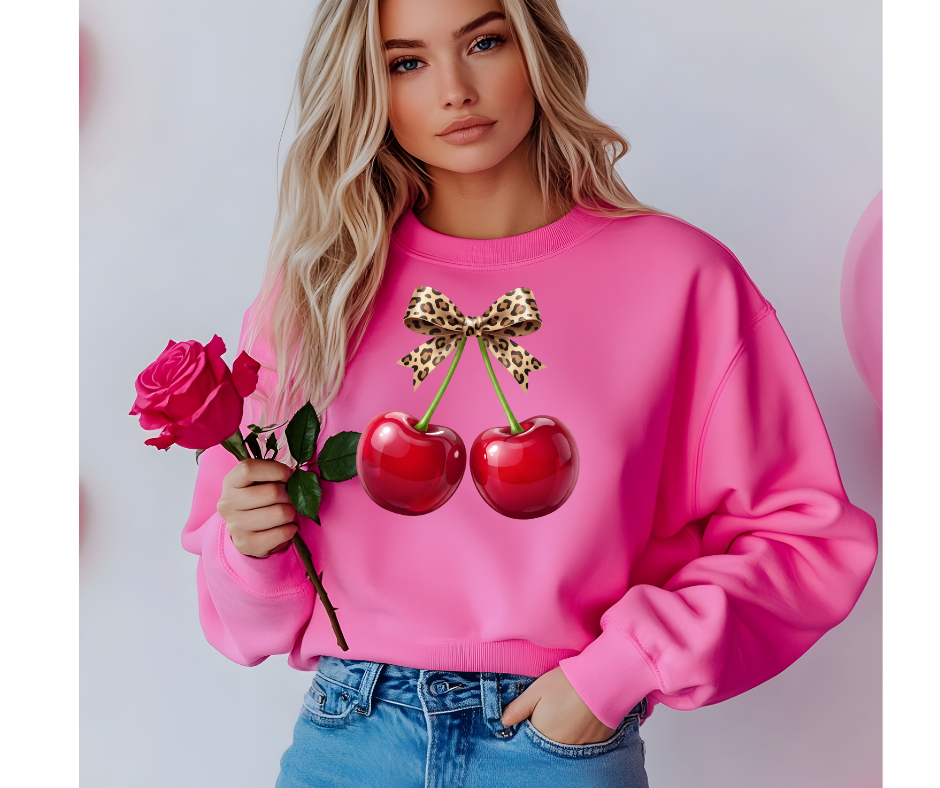 Leopard Bow Cherries Design