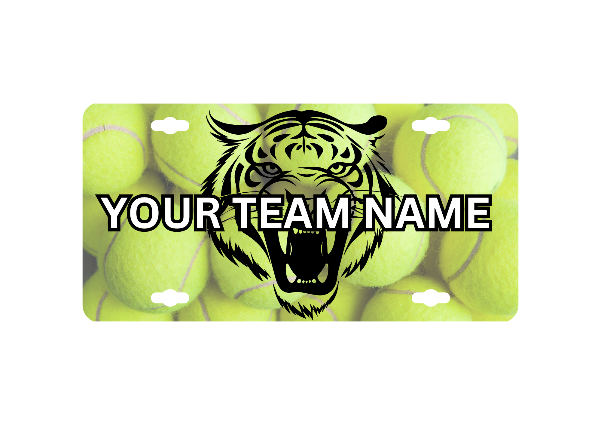 Tennis License Plates. Customized with your Team Mascot and Name.