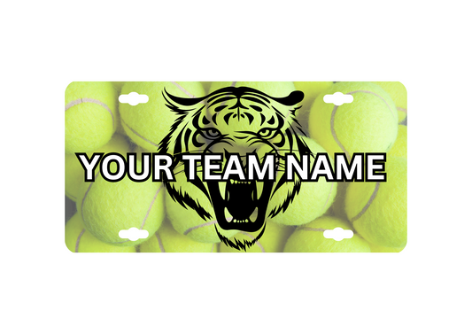 Tennis License Plates. Customized with your Team Mascot and Name.