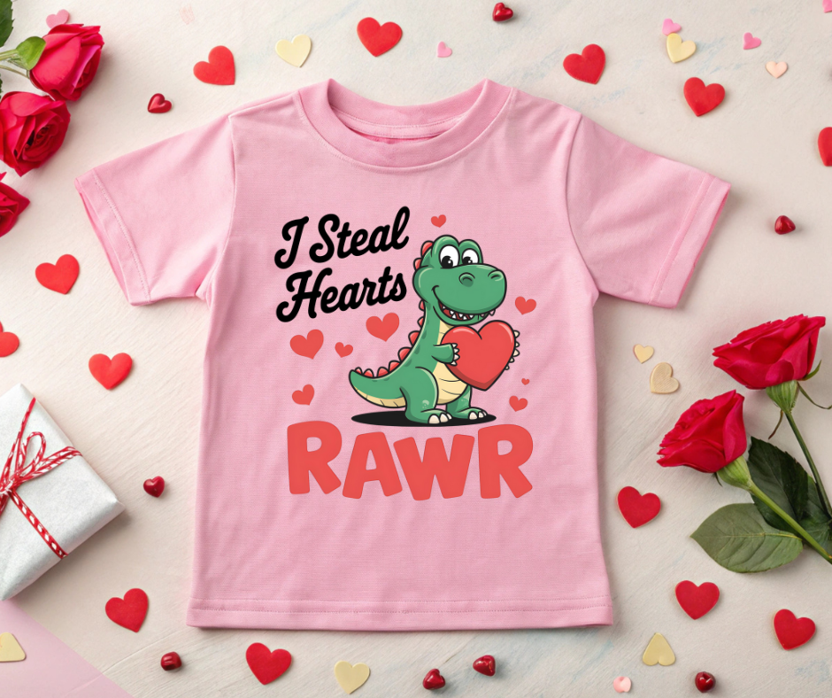 Rawr I Steal Hearts DTF Print – Ready to Press