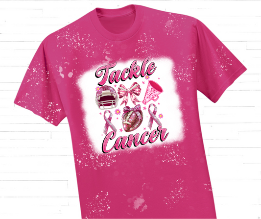 "Tackle Cancer" Football & Bow Breast Cancer Awareness T-Shirt