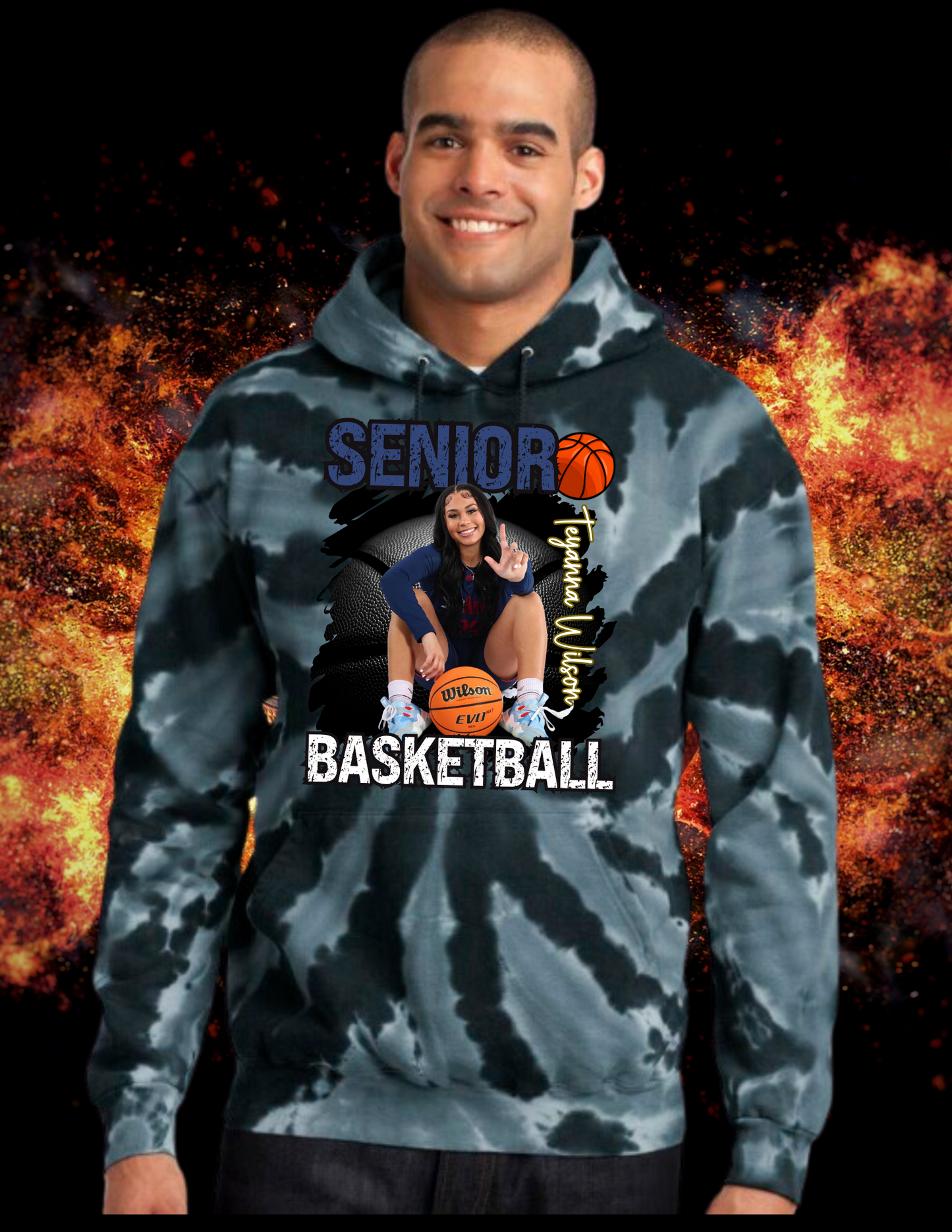 Senior Basketball Tie-Dye Hoodies Customizable