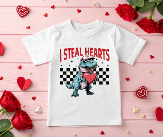 I Steal Hearts T-Rex Kids' Valentine Shirt