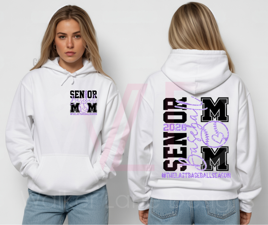 Senior Baseball Mom Shirt – The Last Baseball Season – Proud Mom Graphic Tee & Hoodie