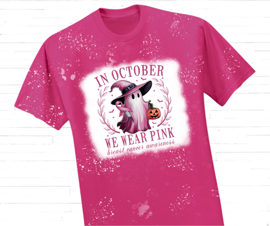 "In October We Wear Pink" Breast Cancer Awareness T-Shirt Ghost