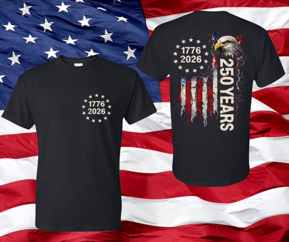 1776-2026 250 Years Eagle Patriotic T-Shirt – America Quarter Millennium Celebration Tee