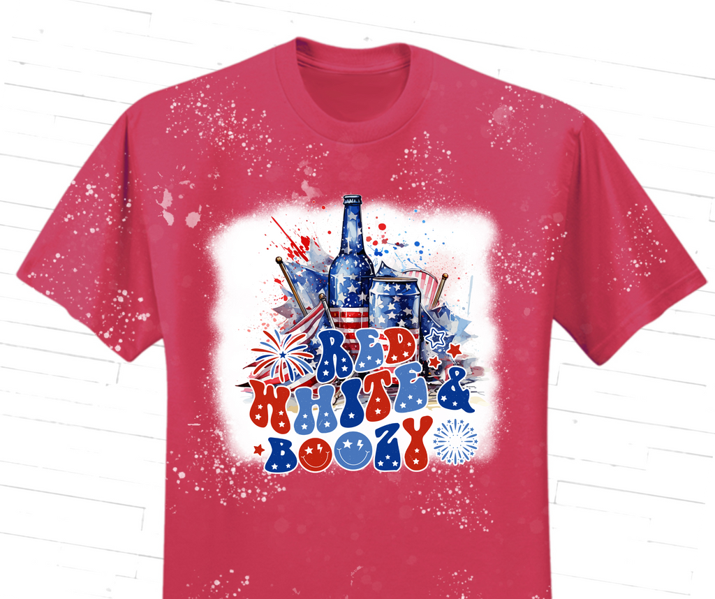 Red, White, Boozy Bleached Tee