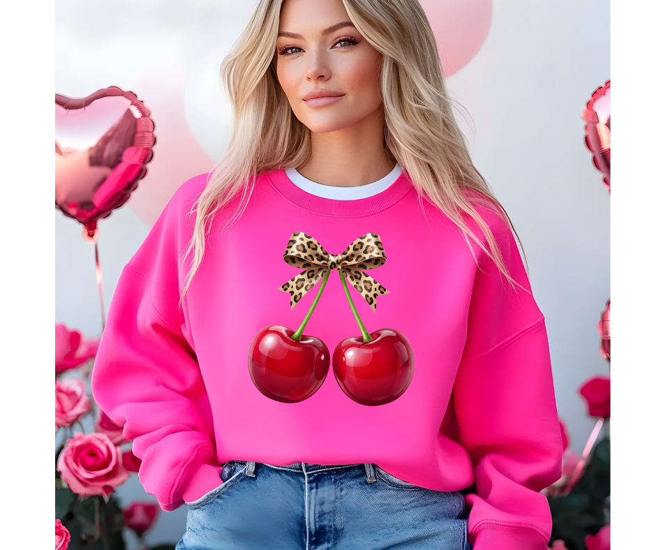 Leopard Bow Cherries Design