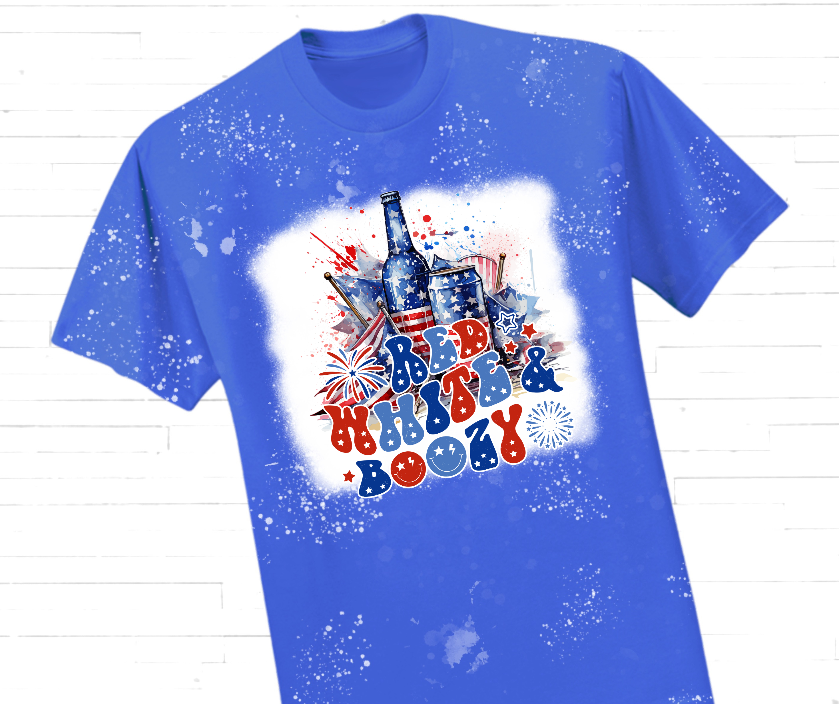 Red, White, Boozy Bleached Tee