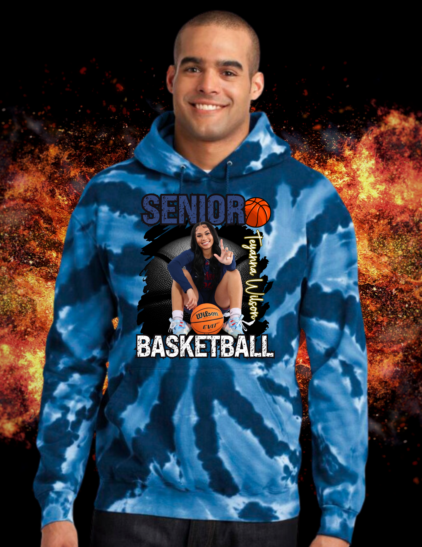 Senior Basketball Tie-Dye Hoodies Customizable