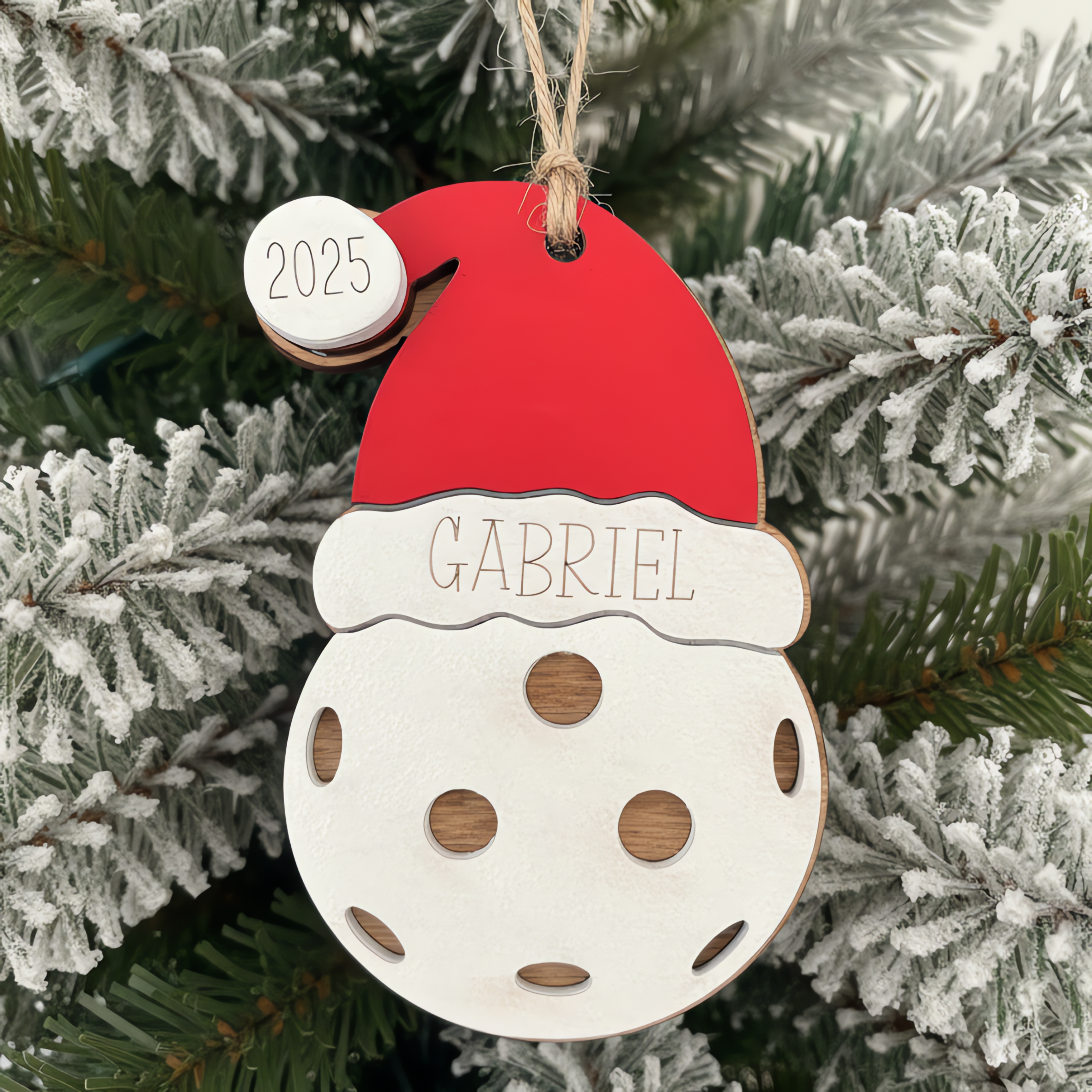 Personalized Pickleball Christmas Ornament 2025 – Custom Name Santa Hat Ornament | Pickleball Player Gift | Team Color Option
