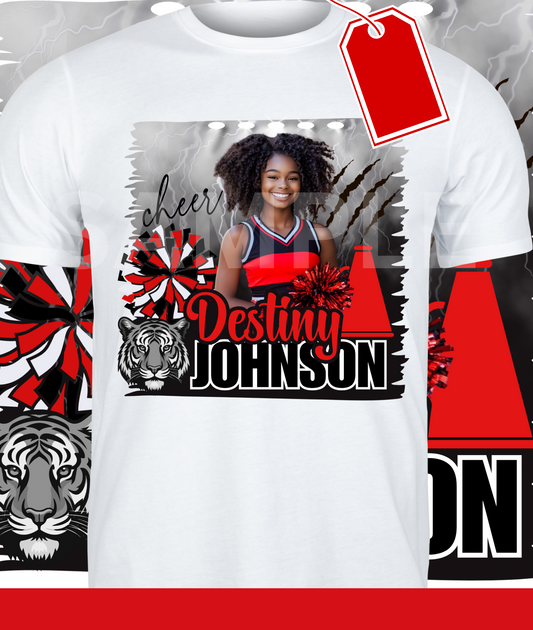 Personalized Cheerleader T-Shirt - Custom Name and Mascot Design