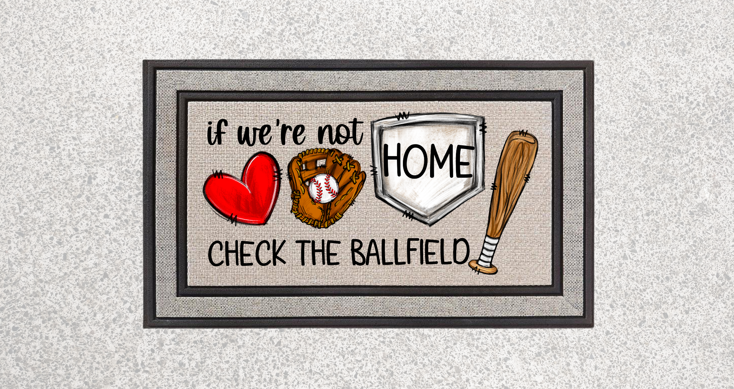 Baseball Home Plate Doormat – If We’re Not Home Check the Ballfield Front Door Mat