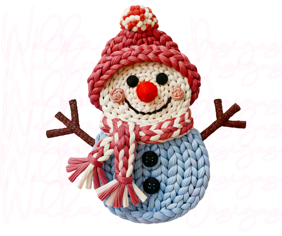 Chunky Knit Snowman Christmas DTF Transfer – Cozy Winter Holiday Shirt Design