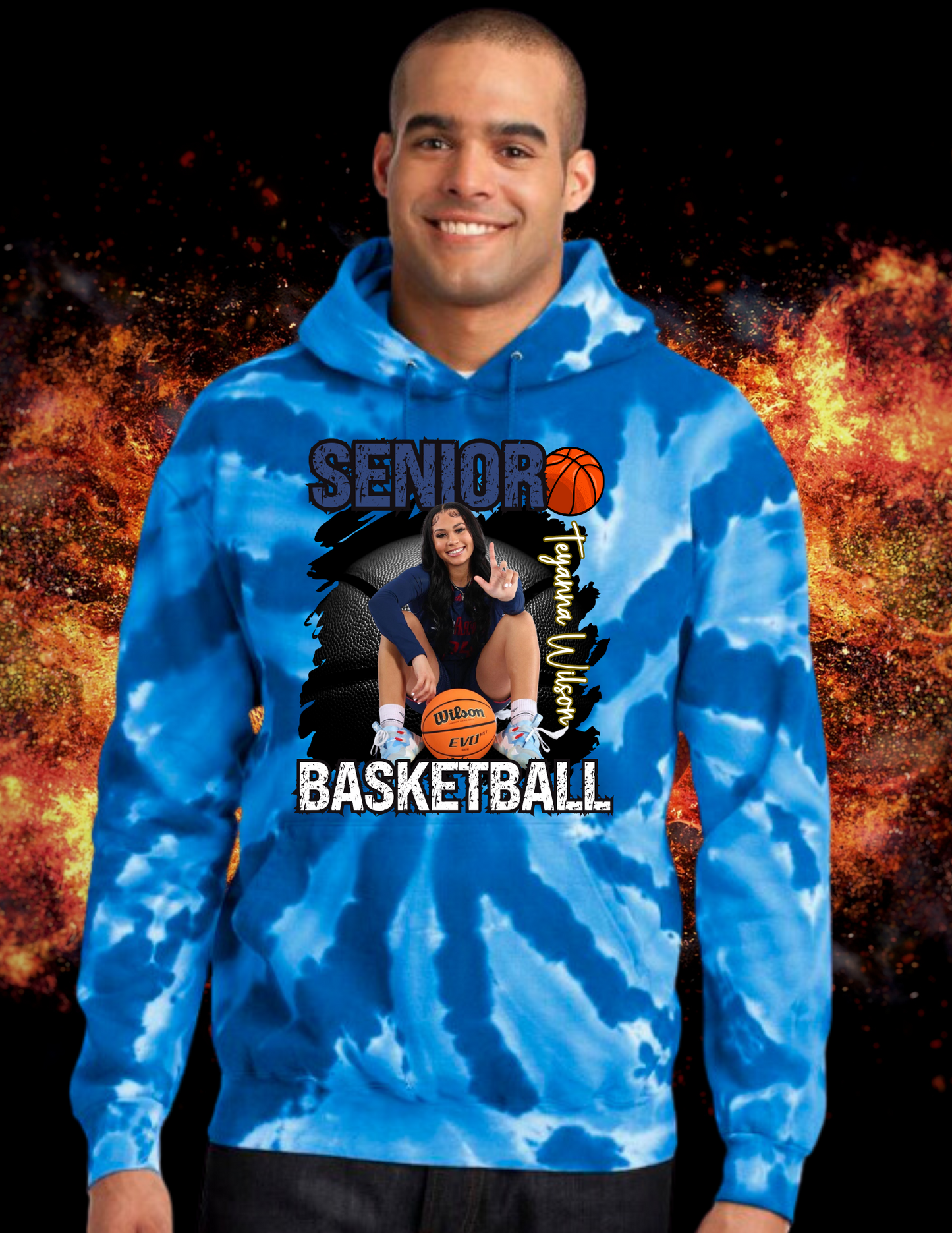 Senior Basketball Tie-Dye Hoodies Customizable