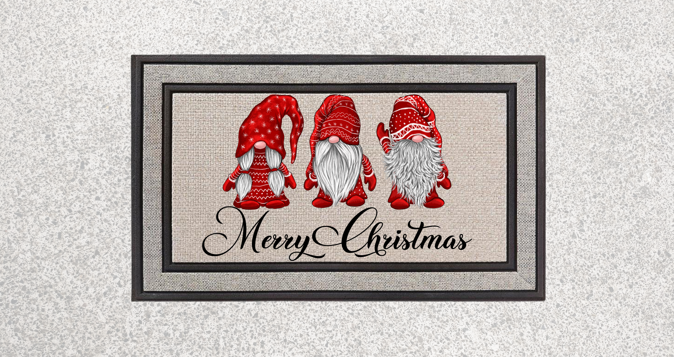 Merry Christmas Gnome Doormat – Festive Holiday Front Porch Mat in Red