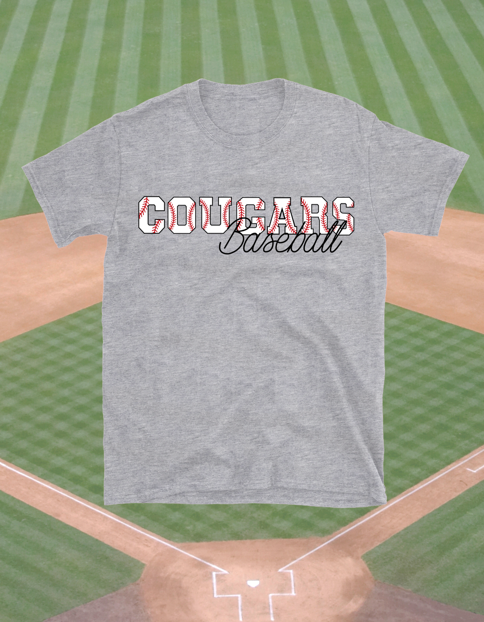 Cougars Baseball Graphic T-Shirt | Stitched Varsity Design