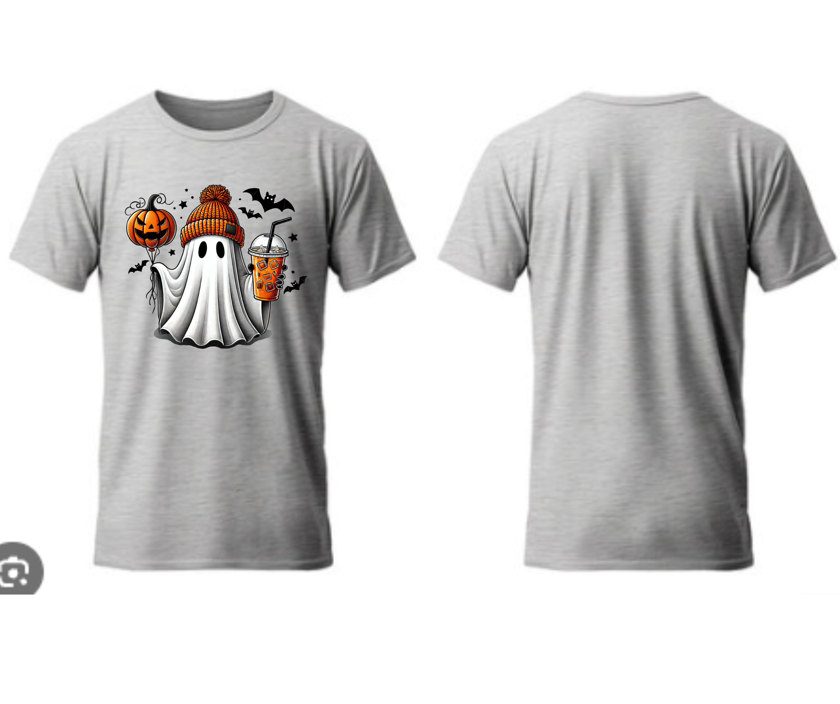 Fun Ghost with a Pumpkin and Coffee T-Shirt