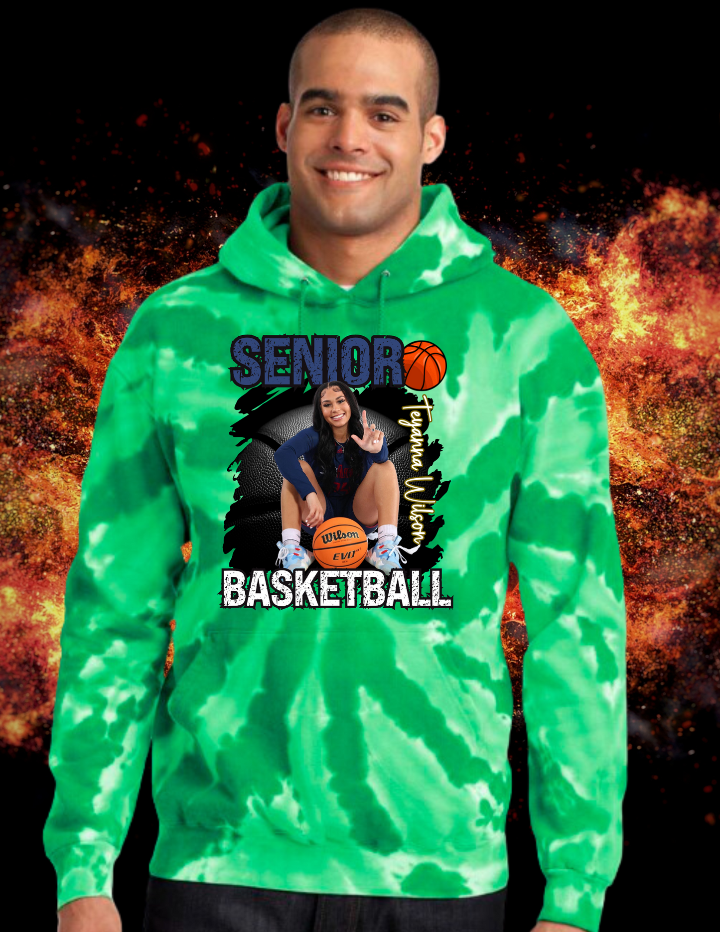 Senior Basketball Tie-Dye Hoodies Customizable