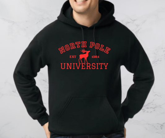 Hoodies Black with North Pole University Image