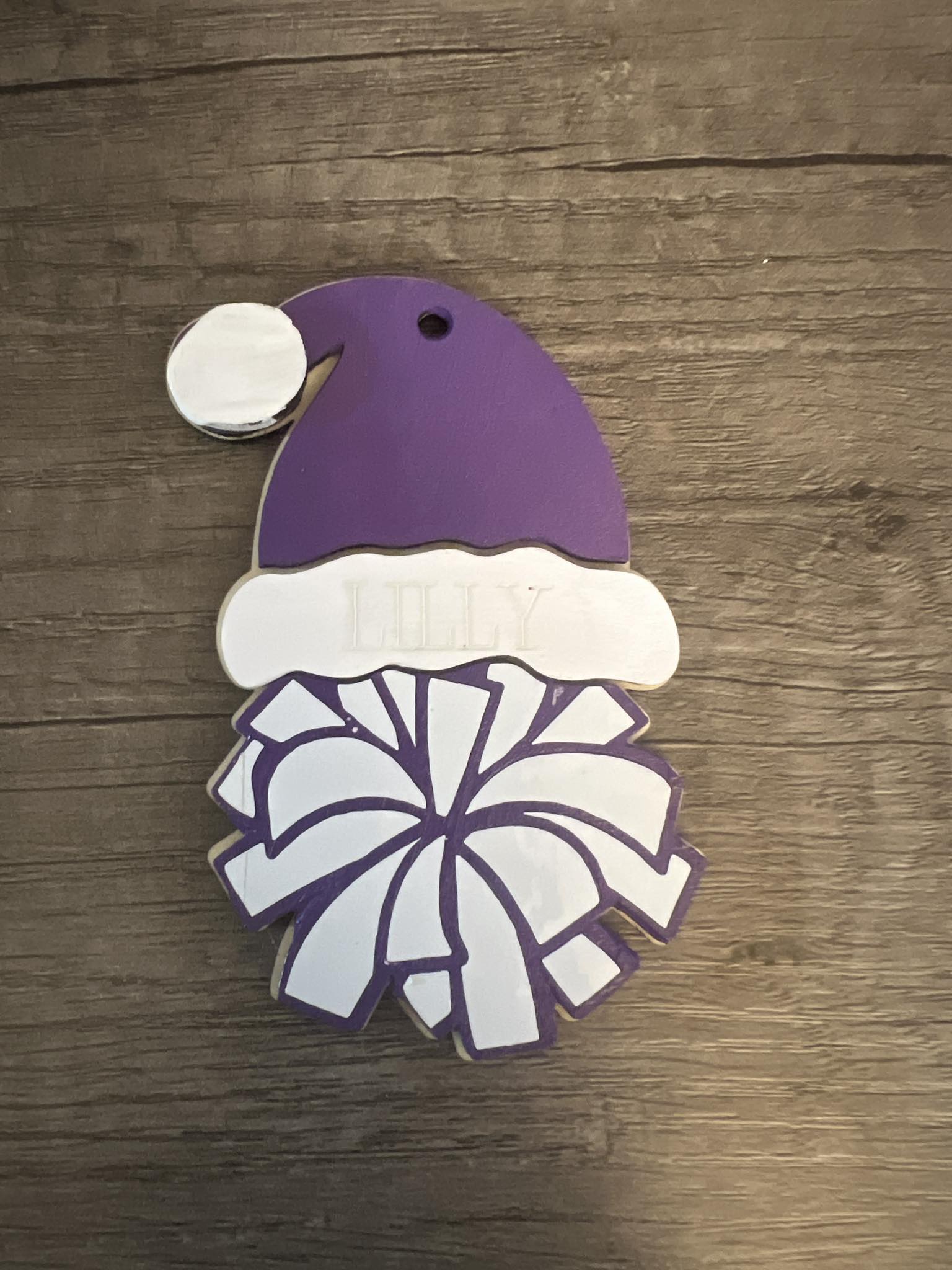 🎄 Personalized Cheer Christmas Ornament 2025 – Custom Name Santa Hat | Cheerleader Gift | Pom Ornament | Team Color Option