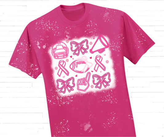 Pink Football & Bows Breast Cancer Awareness T-Shirt