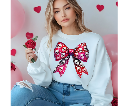 Skull Bow Valentine Shirt – Pink Gothic Valentine Graphic