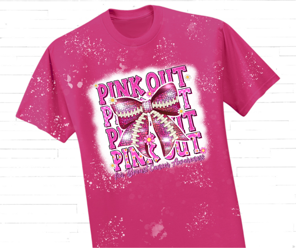 "Pink Out for Breast Cancer Awareness" Sequin Bow T-Shirt