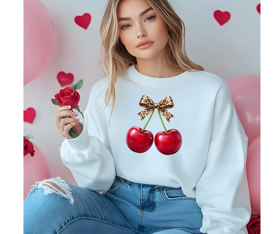 Leopard Bow Cherries Design