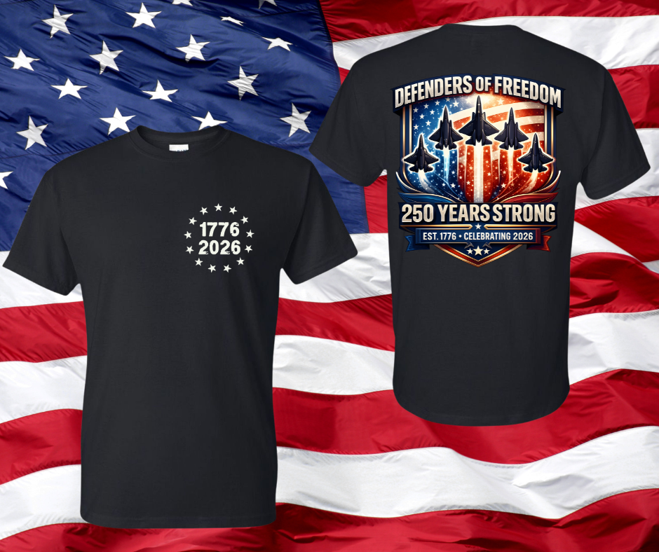 Defenders of Freedom 250 Years Strong Military T-Shirt – America 1776-2026 Patriotic Tee