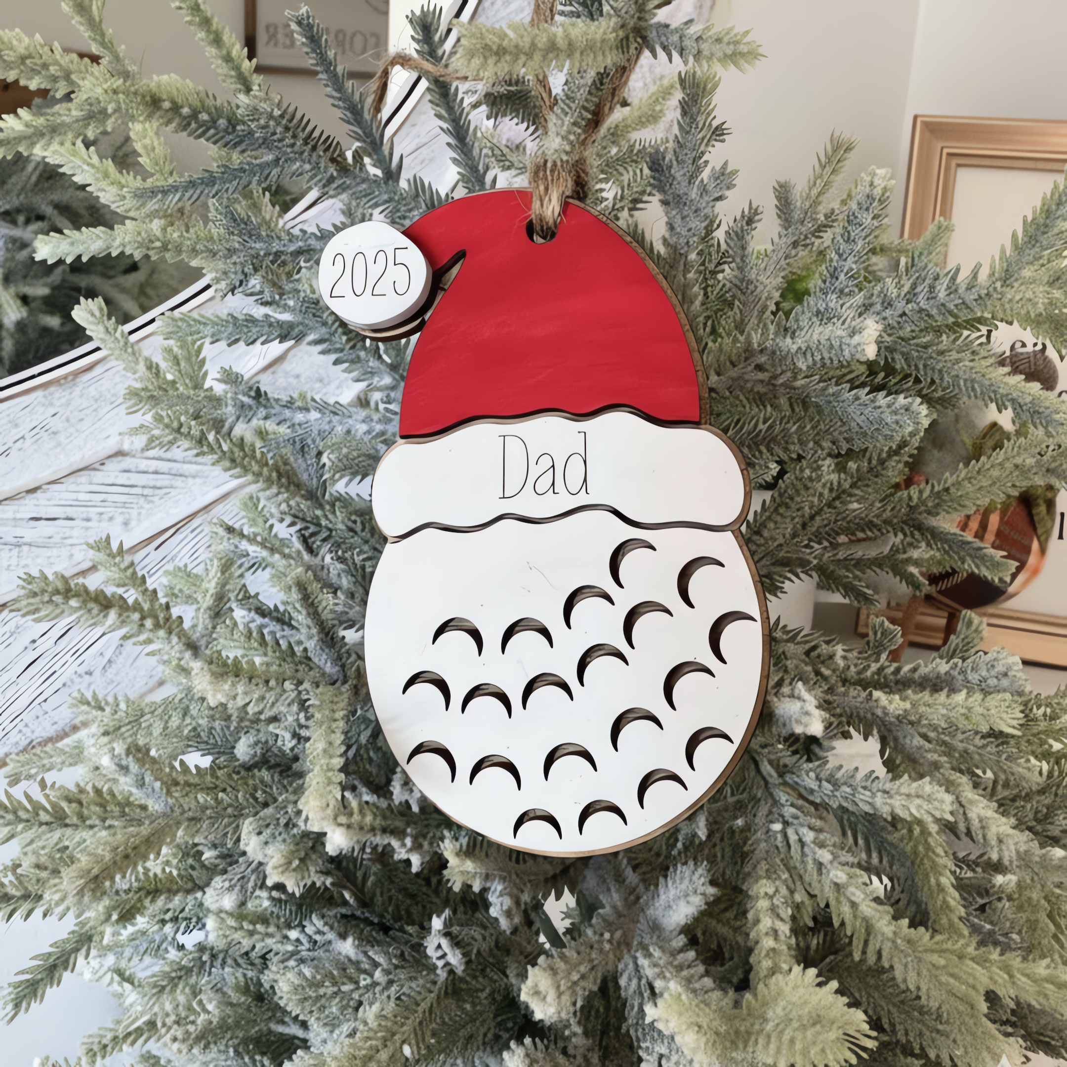 Personalized Golf Christmas Ornament 2025 – Custom Name Santa Hat | Golfer Gift | Golf Ball Ornament | Team Color Option
