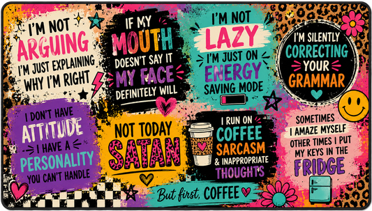 Sarcastic Quotes Desk Mat - Funny Mouse Pad - Colorful XXL DeskMat for office Home & Gaming Setup.