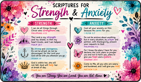 Christian Scripture Desk Mat | Strength & Anxiety Bible Verse XXL Mouse Pad for Office & Home