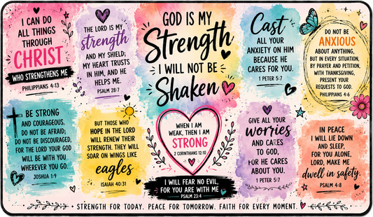 Christian Desk Mat | Bible Verses for Strength & Anxiety XXL Mouse Pad