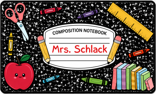 Custom Teacher Desk Mat | Personalized Composition Notebook XXL Mouse Pad for Classroom Decor