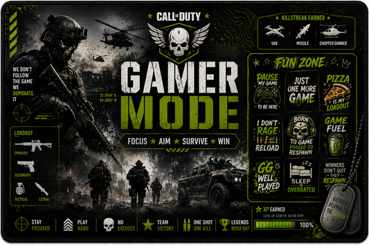 Gamer Mode Desk Mat | Tactical FPS Inspired XXL Gaming Mouse Pad for Gamers